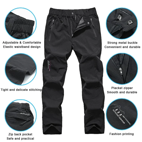 JNLN Pantaloni da campeggio da donna Impermeabili ad asciugatura rapida Escursionismo Trekking Arrampicata Pantaloni da corsa Pantaloni estivi sottili per sport all'aria aperta da montagna 2