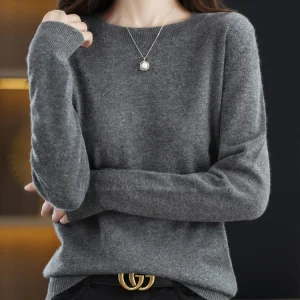Moda 100% lana merino maglione da donna o-collo manica lunga pullover primavera autunno inverno maglione di base abbigliamento maglieria top 1