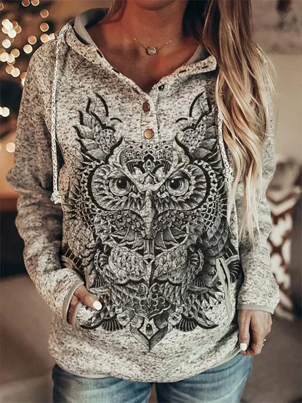 Felpa con cappuccio lupo Moda donna Felpe oversize Felpe vintage Cappotto da ragazza Felpa da donna Cappotto Pullover con cappuccio Tuta da gufo Autunno 2