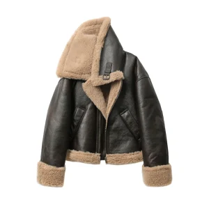 2025 Autunno inverno nuova giacca corta double face calda ispessita da donna Cappotto marrone da donna 1