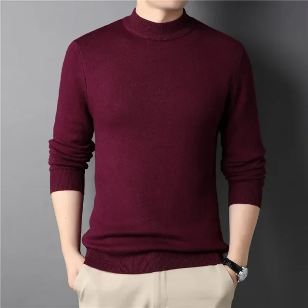 T-shirt a maniche lunghe primavera autunno tinta unita mezzo dolcevita maglione pullover per uomo maglione base abbigliamento da uomo 4