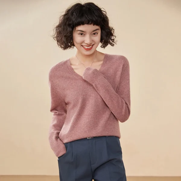 Autunno E Inverno delle Nuove Donne Maglione di Cachemire 100% Puro Cashmere Con Scollo A V Lavorato A Maglia Pullover A Maniche Lunghe di Vendita Caldo delle Donne Top 5