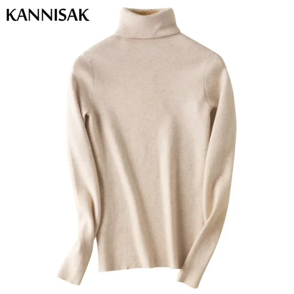 Maglione da donna Slim Fit Autunno Inverno Dolcevita Pullover in maglia Maglioni solidi di base 2025 Camicie con fondo elasticizzato primaverile Maglieria 5
