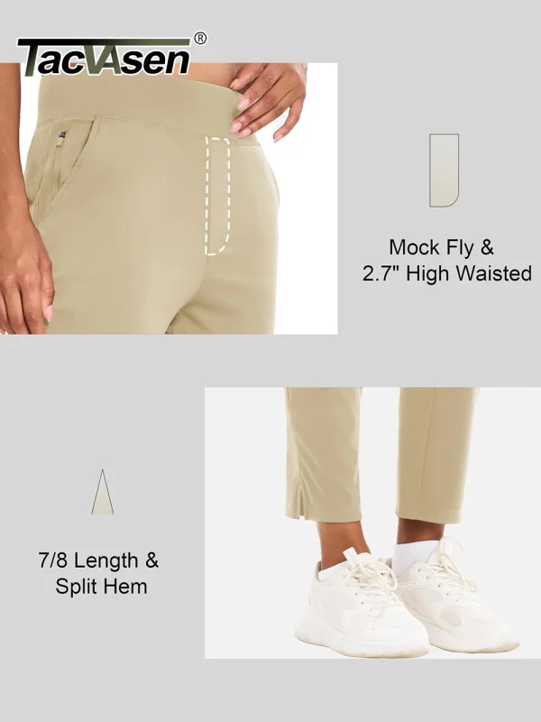TACVASEN Pantaloni da golf da donna UPF 50+ Pantaloni a vita alta elasticizzati leggeri Pantaloni da lavoro casual ad asciugatura rapida Pantaloni sportivi da viaggio 4