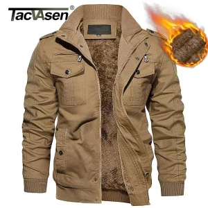TACVASEN Giacche casual in pile addensato invernale oversize Giacca da uomo in cotone Cappotto Multi-tasche Giacca calda Parka Giacca a vento 1