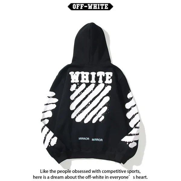 OFF-WHITE CO VIRGIL ABLOH Hiphop Style Wave Line Felpa con cappuccio stampata Uomo Donna Autunno Inverno Nuovo arrivo Abbigliamento 3