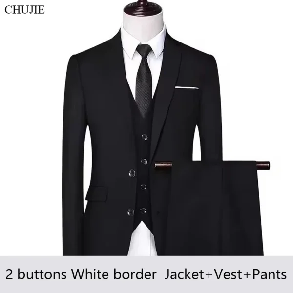 Abiti da uomo di alta qualità per matrimonio 3 pezzi 2 set giacche eleganti gilet pantaloni blazer elasticizzato su misura formale completo 2025 costume 2