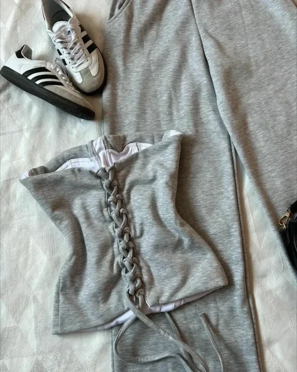 SIRI Vestito Delle Donne di Modo Harajuku Sexy Sottile Tubo Magliette E Camicette Gotico A Vita Alta Pantaloni Della Tuta Y2K Hot Girl Autunno Inverno Due Pezzi Set 2