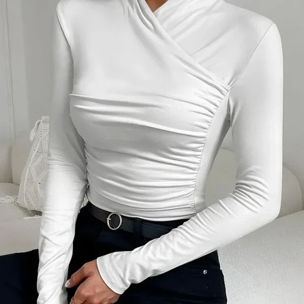 2024 Autunno/Inverno Nuovo Design Sensibilità Cross-Border Amazon Slim Fit T-shirt Tessuto in poliestere Collo alto Decorazione scozzese 2