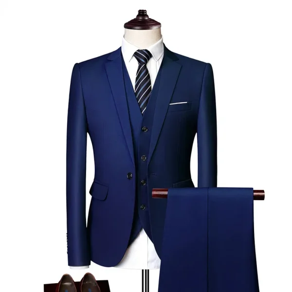 Abiti da uomo Matrimonio elegante 3 pezzi 2 Set Moda classica Giacche complete Gilet Pantaloni Blazer Outfit 2025 Costume formale 6