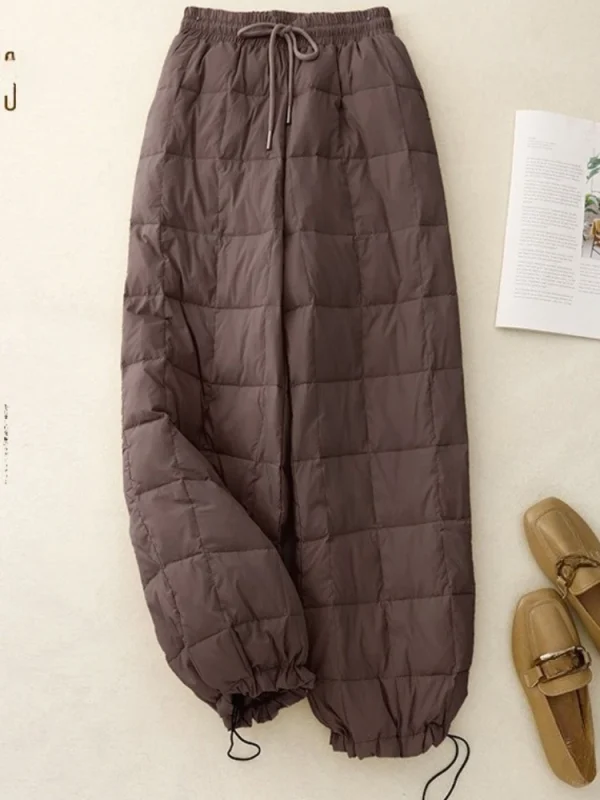 Novità invernale in pantaloni spessi con coulisse pantaloni larghi sportivi casual da donna a vita alta alla moda in tinta unita 2