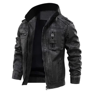 Autunno Inverno Giacca di pelle di marca da uomo Vintage Biker PU Cappotto causale giacche da moto Plus Size 8XL 3D Colletto alla coreana Top spessi 1