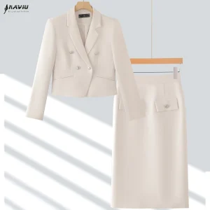 NAVIU Primavera High End Nuove donne Piccolo blazer corto Abito stile OL e mezza gonna Office Ladies Fashion Set da due pezzi Abbigliamento da lavoro 1