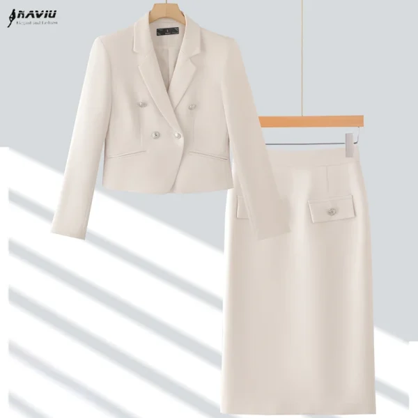 NAVIU Primavera High End Nuove donne Piccolo blazer corto Abito stile OL e mezza gonna Office Ladies Fashion Set da due pezzi Abbigliamento da lavoro 1