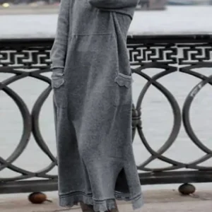 ZANZEA inverno autunno felpa vestito donna pizzo Crochet Pullover Vestidos solido O collo manica lunga in pile prendisole Robe felpe con cappuccio 1