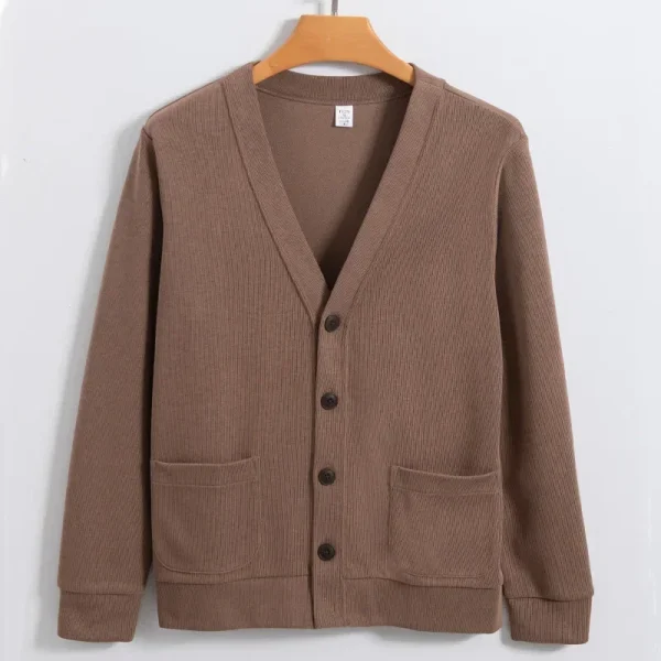 BROWON Nuovo maglione lavorato a maglia cardigan da uomo 2025 autunno solido casual uomo vestiti moda coreana 80% cotone maglione con scollo a V da uomo 3