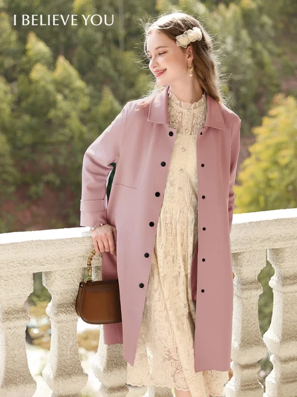 I BELIEVE YOU British Trench donna di media lunghezza 2023 autunno nuove giacche con colletto rovesciato retrò delicato di alta qualità 2234185356 1