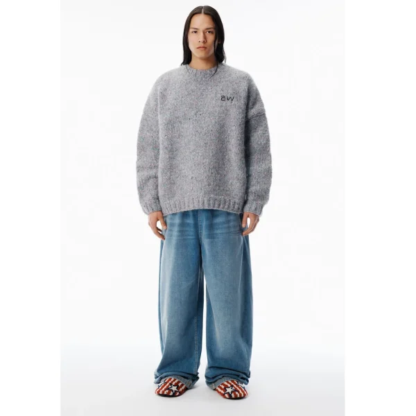 AW 2025 Inverno Nuovo nel marchio maglione lavorato a maglia per uomo e donna Wang unisex grigio pullover oversize maglieria top con cappuccio vestiti 4