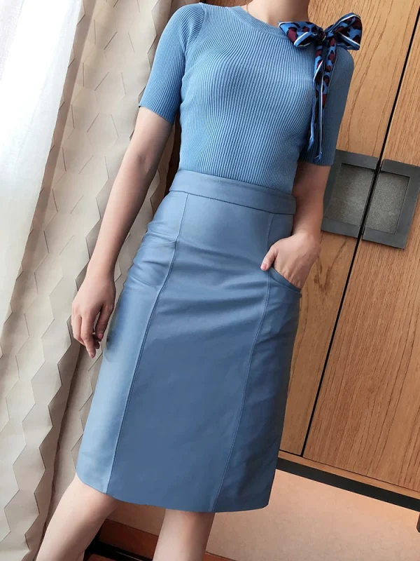 NUOVE Donne di Inverno del Cuoio Genuino Midi Lungo del Pannello Esterno OL Elegante Semplice Sottile Saia Mujer Verde/Nero Sexy Wrap Jupe street Wear Gonne 6