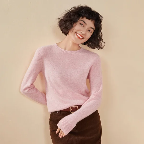 Pullover da donna autunno/inverno 100% puro maglione di cashmere maglione lavorato a maglia casual girocollo top larghi camicetta versatile di base 4