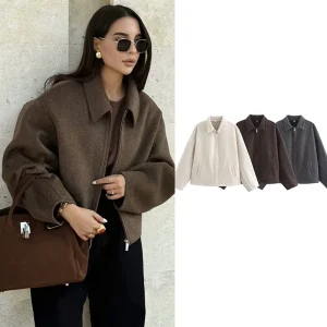 Autunno Giubbotti Donna 2025 Nuovi Cappotti Chic Risvolto Allentato Caldo Strada Giubbotti da Donna Semplice Casual Joker Capispalla Gioventù 1