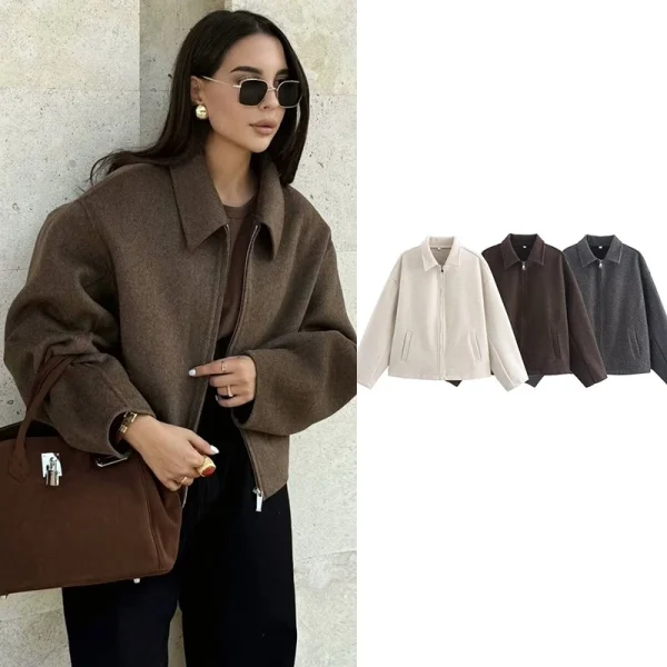 Autunno Giubbotti Donna 2025 Nuovi Cappotti Chic Risvolto Allentato Caldo Strada Giubbotti da Donna Semplice Casual Joker Capispalla Gioventù 1
