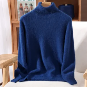 Donna 100% visone maglione di cashmere dolcevita pullover strato base multicolore maglieria autunno inverno slim basic alta resistenza top 1