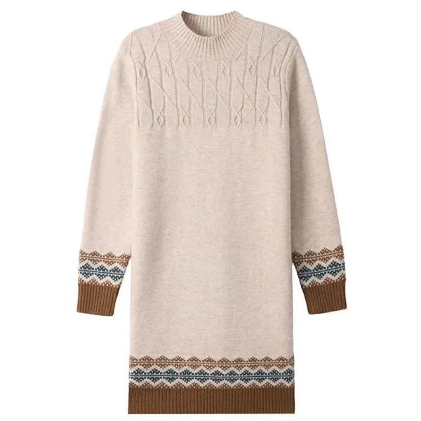 2025 Autunno Inverno Nuovo maglione lungo Donna Allentato Manica lunga Top Pullover Vestiti Casual Patchwork Maglioni Abiti Femmes 6