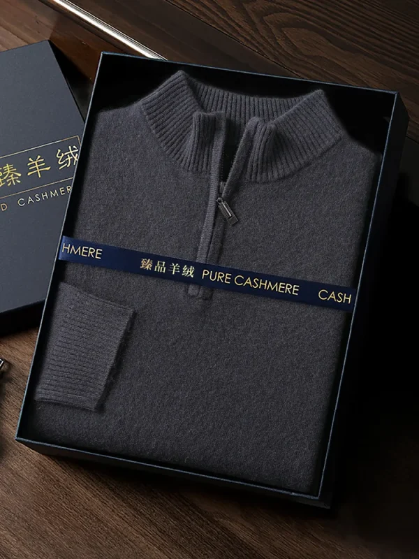 CHICUU Maglione da uomo in cashmere 100% con cerniera Pullover Collo a lupetto Manica lunga Maglieria basic in cashmere Autunno Inverno Abbigliamento Top 1