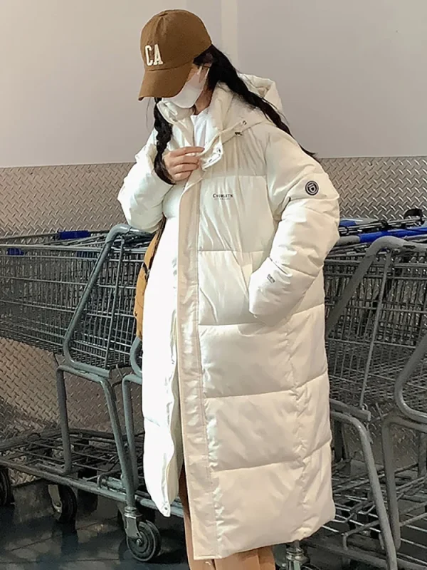 Vielleicht nuovo dritto solido lungo cappotto invernale donna parka vestiti Casual con cappuccio elegante piumino invernale capispalla femminile 2