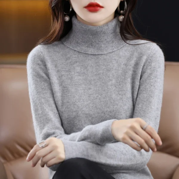 100% lana merino maglione di cashmere donna maglione lavorato a maglia dolcevita pullover a maniche lunghe autunno inverno abbigliamento caldo maglione top 3
