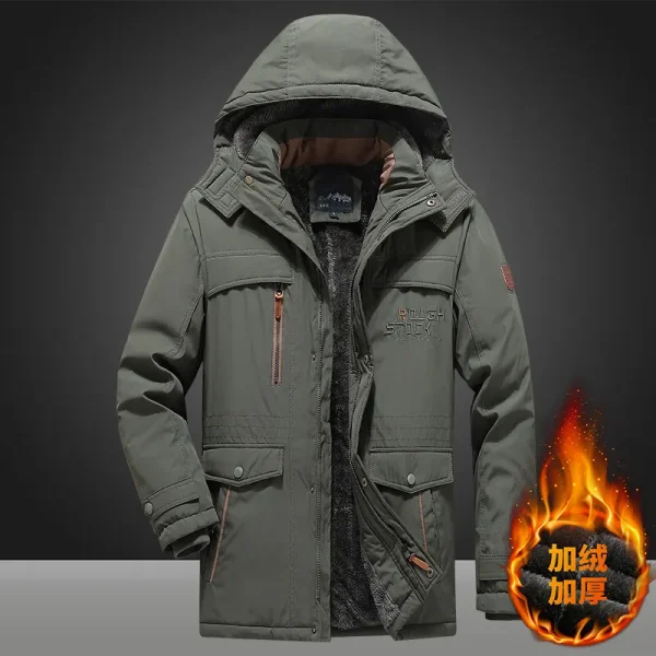 Parka invernale da uomo Piumini militari Parka antivento con cappuccio Collo in pelliccia maschile Parka in pile Giacca spessa casual moda uomo 5