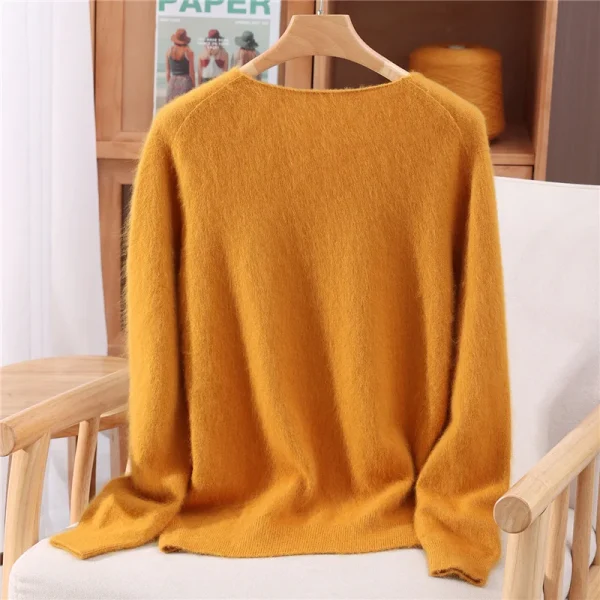 Autunno Inverno Visone Cashmere Donna Maglione Con Scollo A V Pullover Moda Basic Morbido Abbigliamento Caldo 100% Visone Cashmere Maglieria Magliette E Camicette 6