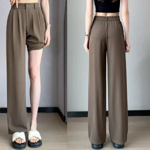 Pantaloni da abito da donna Pantaloni classici alla moda da donna Pantaloni comodi a gamba dritta da donna Mamma Pantaloni lunghi larghi casual coreani 1