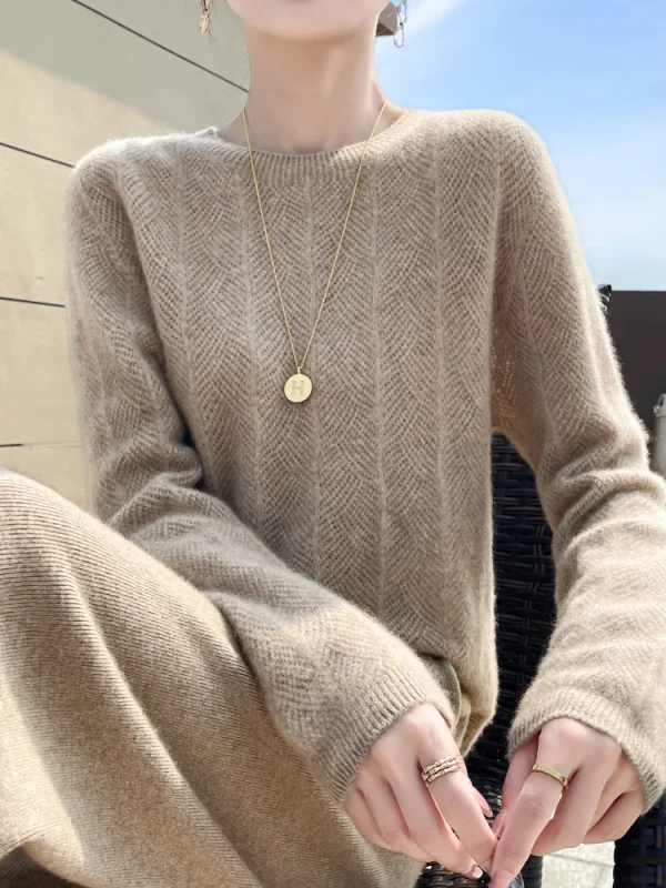 Autunno Inverno Donna Maglione di cachemire Manica lunga O-Collo Pullover 100% lana merino Maglieria Basic Hollow Maglione Coreano Popolare 6