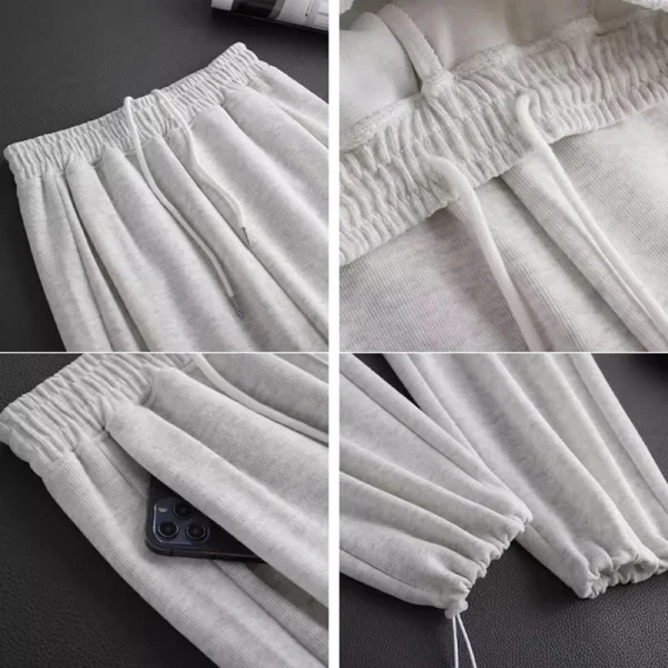 Vendita calda ragazze comodi pantaloni a gamba larga pantaloni larghi a vita alta con coulisse femminile pantaloni casual alla moda streetwear da donna 6