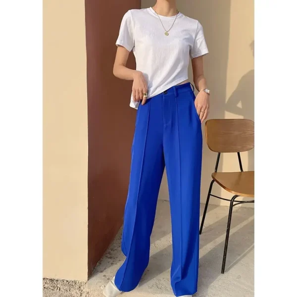 Pantaloni a gamba larga a vita alta da donna vestibilità ampia Klein blu autunno inverno pantaloni taglio dritto pantaloni drappeggiati eleganti Nuovo 2025 2