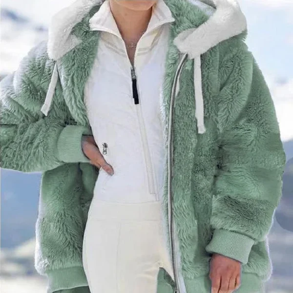 Giacca da donna con cappuccio con cerniera in peluche allentata autunno e inverno di nuovo stile 5