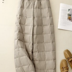 Novità invernale in pantaloni spessi con coulisse pantaloni larghi sportivi casual da donna a vita alta alla moda in tinta unita 1
