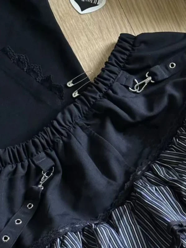 Harajuku Ragazze Strisce Punk Grunge Gonne Donna Y2k Estetica A Vita Alta Torta Mini Streetwear Pizzo Vintage Kawaii Mini Jupe 6