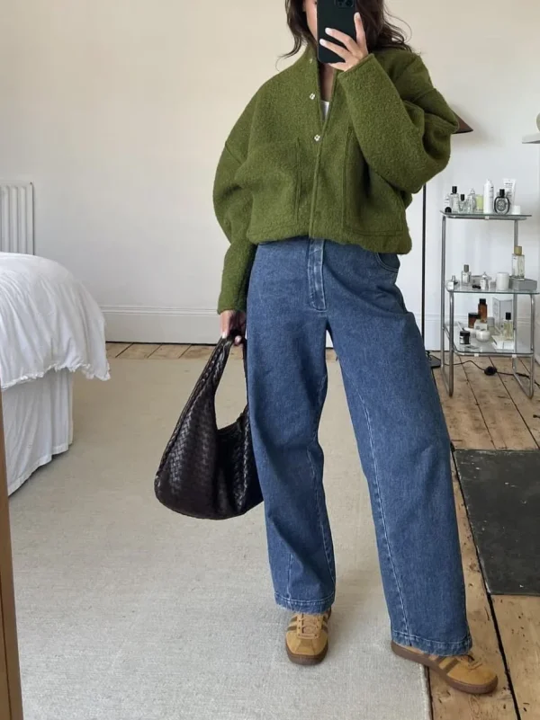 Giacca da baseball calda grigia allentata moda donna Giacca bomber oversize casual autunnale per ragazze Capispalla caldo spesso vintage 5