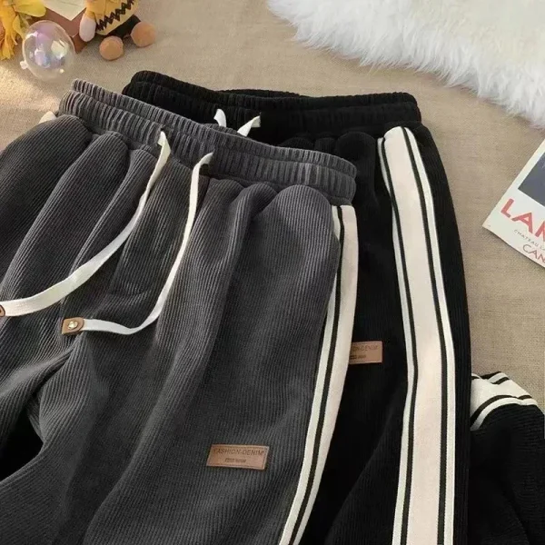 2024 Pantaloni sportivi a righe in velluto a coste Donna Streetwear Pantaloni larghi spessi a gamba larga Y2K Harajuku Pantaloni a vita alta Pantaloni larghi coreani 6