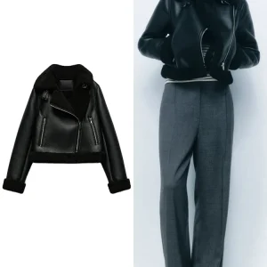 Donna Inverno Nuova Moda Giacca Casual Cappotto Addensato Caldo Sciolto Pelliccia Cappotto Flip Lapel Manica Lunga Zip Retro Giacca Corta 1