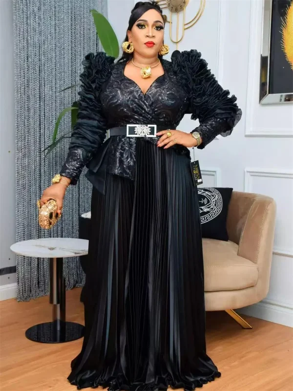 2025 Abiti da festa di lusso Eleganti abiti da sera con paillettes per le donne Africa Abbigliamento Matrimonio Prom Abito lungo aderente Abiti Dashiki 3