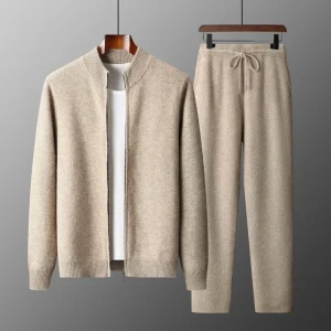 MVLYFLRT Abito da uomo in maglia di lana merino Mezza altezza Cardigan con cerniera Pantaloni lunghi Tuta Abbigliamento casual alla moda 24592431 1