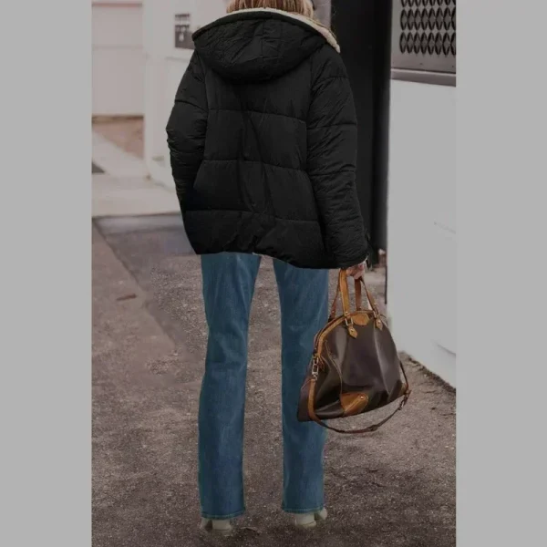 2024 Cappotti invernali caldi Pile Sherpa reversibile Piumini lunghi con cappuccio Giacca sportiva da donna 2