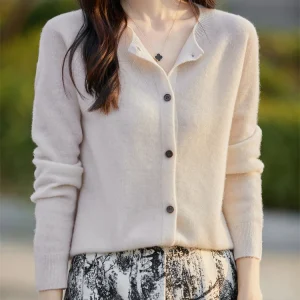 2024 Nozioni di base Autunno Inverno Donna Maglione Vendite Maglieria di lana merino New Fashion Solid Cardigan Classico Abbigliamento a maniche lunghe Top 1