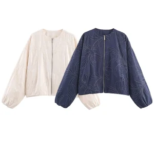 Giacche ricamate da donna 2025 Autunno Inverno Nuova moda maniche lunghe giacca con cerniera femminile High Street eleganti nuovi cappotti corti 1