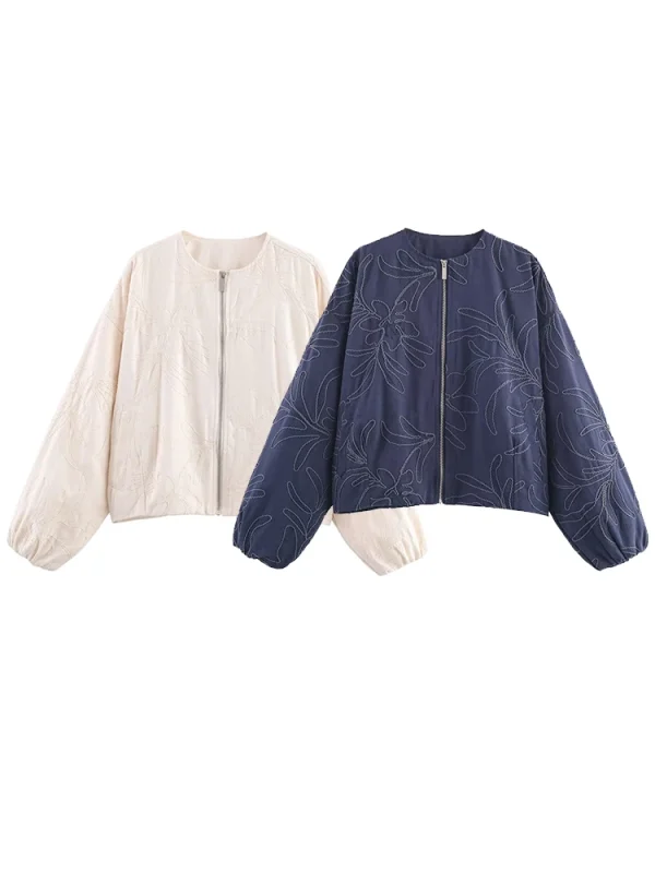 Giacche ricamate da donna 2025 Autunno Inverno Nuova moda maniche lunghe giacca con cerniera femminile High Street eleganti nuovi cappotti corti 1