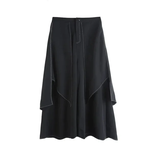 Pantaloni a gamba larga da donna 2025 Primavera Estate Casual Falso in due pezzi Design Pantaloni da donna Allentati Streetwear Moda Femme Pantaloni 5